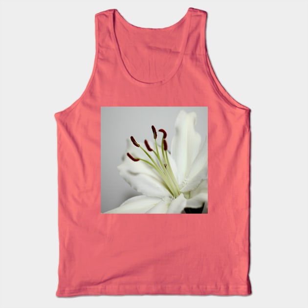 White Lily in Macro Tank Top by Carole-Anne